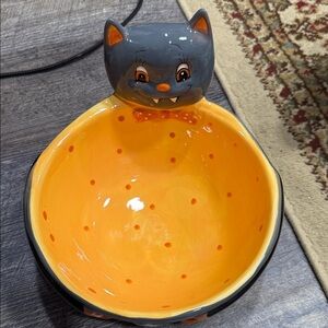 Gray and Orange Cat Bowl